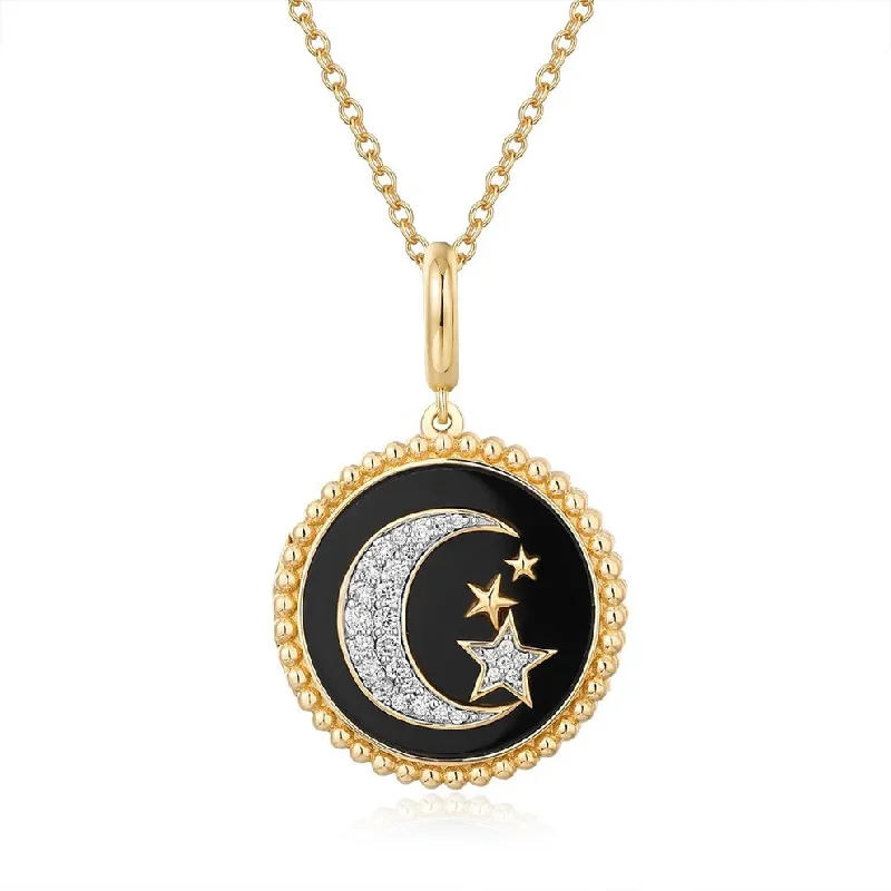 multi-layered necklaces for women -POLLY MOON + STAR DISC NECKLACE