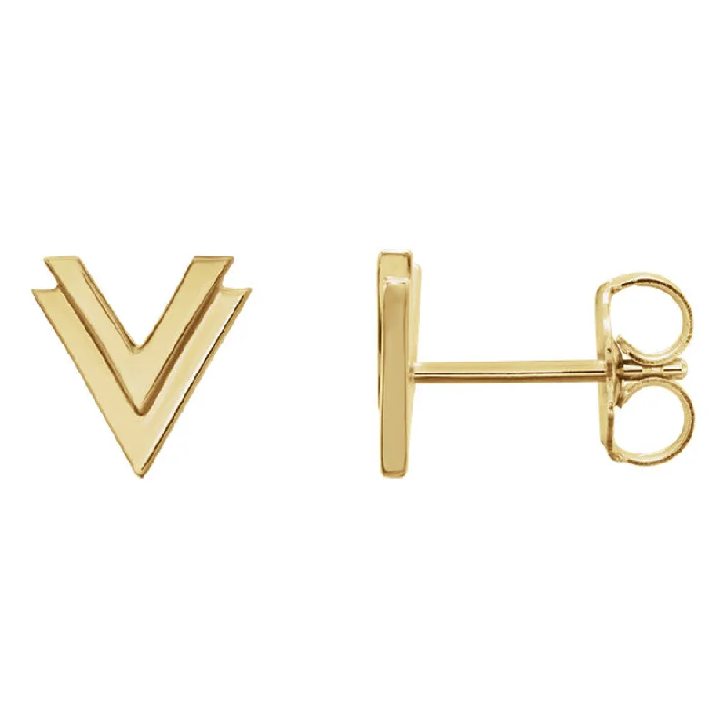 love knot earrings for women -8 x 8mm (5/16 Inch) Polished 14k Yellow Gold Small Double 'V' Earrings