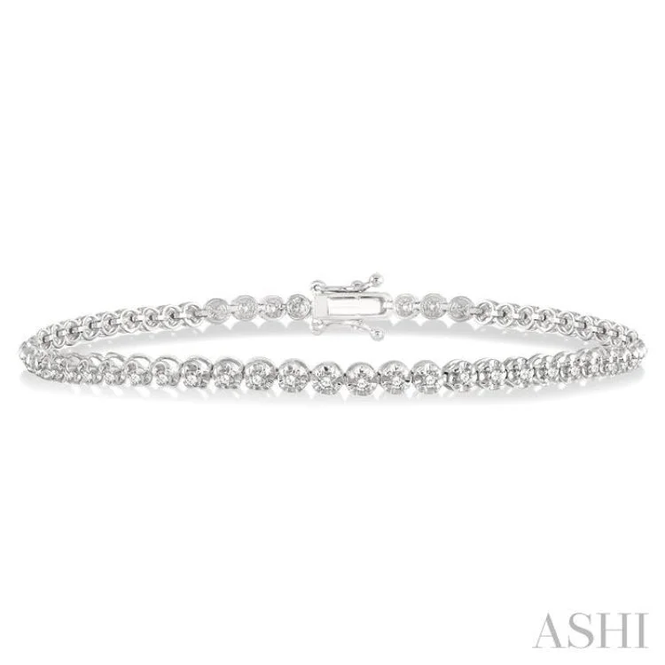 crystal bracelets for women -1 ctw Round Cut Diamond Illusion Bracelet in 10K White Gold