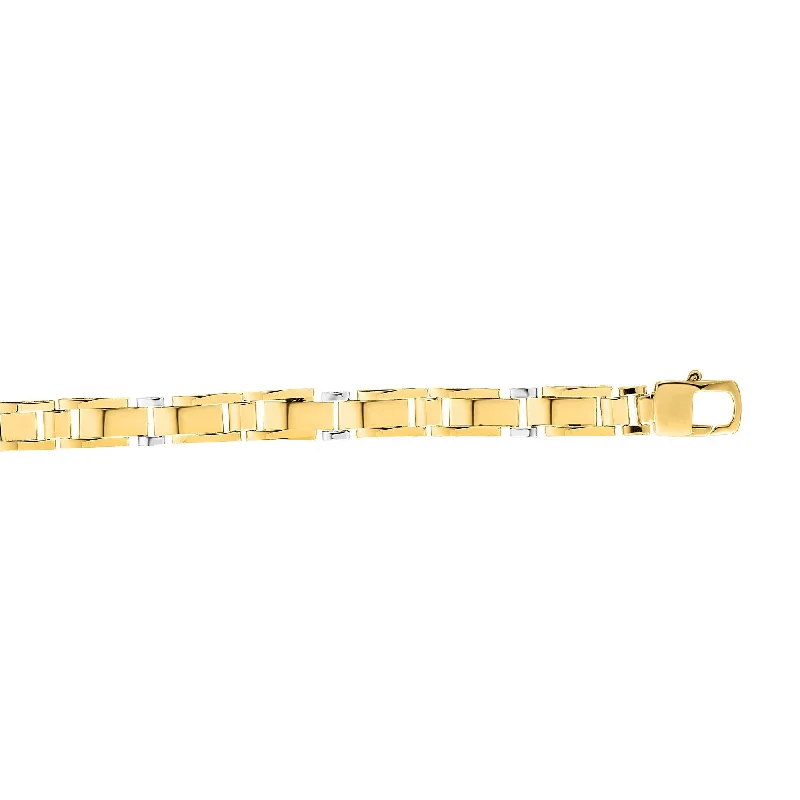 diamond bracelets for women -14kt Gold 8.25 inches Yellow+White Finish 7mm Shiny Fancy Fancy Bracelet with Lobster Clasp