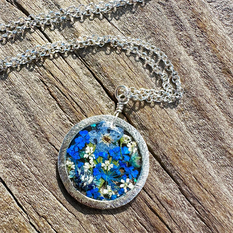 simple chain necklaces for women -Blue Botanical Garden Necklace - BG 205