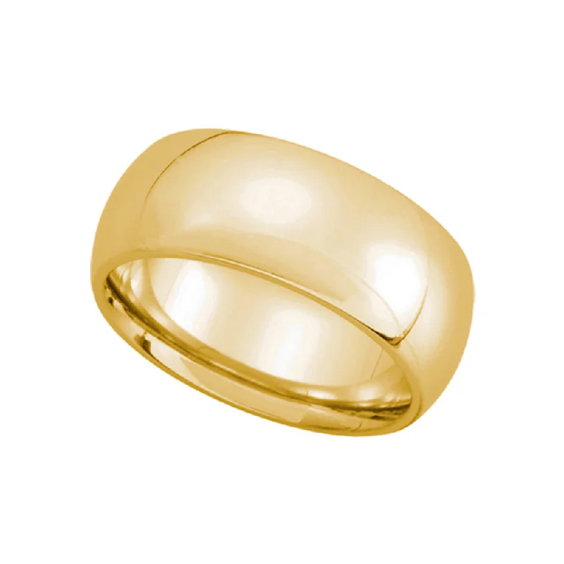 elegant promise rings for women -8mm Domed Comfort Fit Wedding Band in 10k Yellow Gold