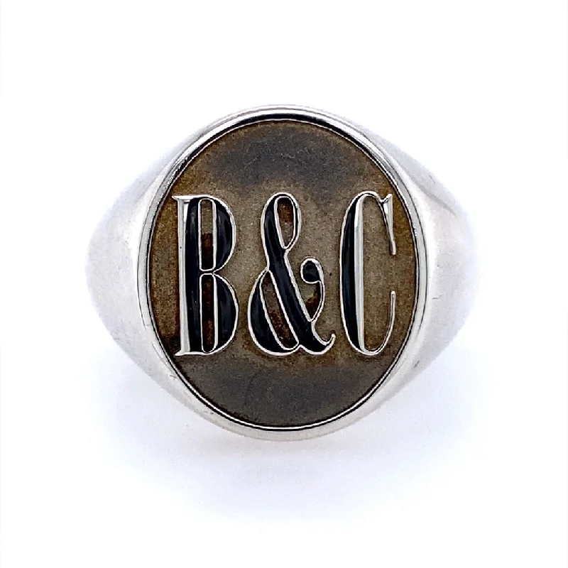 heart-shaped rings for women -Signet Ring in SIlver by B&C