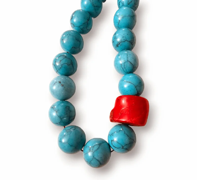 twist necklaces for women -Turquoise Coral Bubble Necklace