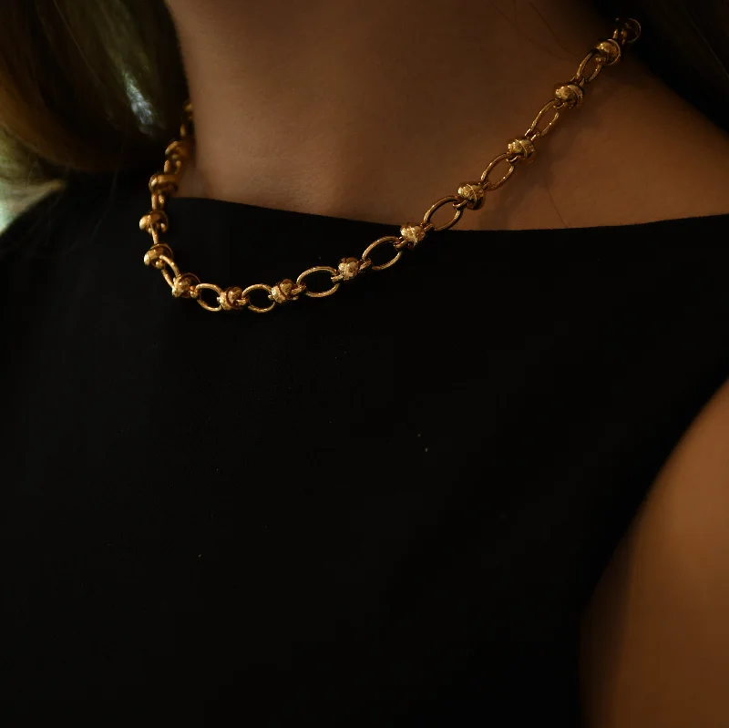 oversized statement necklaces -DECON BALL CHAIN  NECKLACE