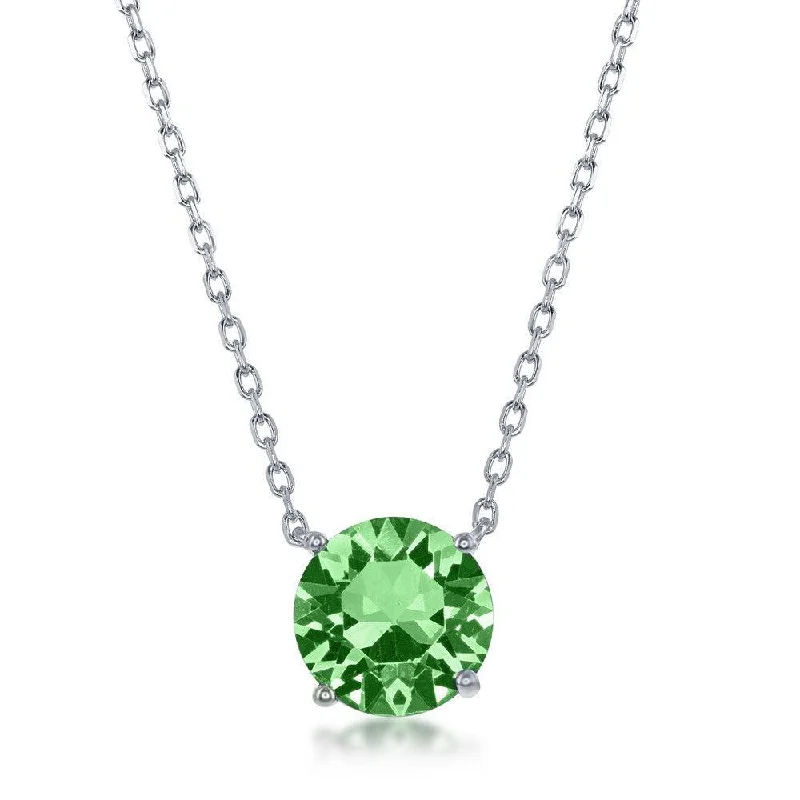 open circle necklaces for women -Sterling Silver 8mm Peridot "August" Swarovski Element Necklace