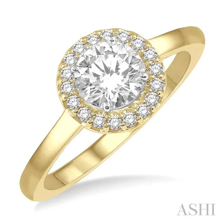 trillion cut engagement rings -1/10 Ctw Round Cut Diamond Semi-Mount Engagement Ring in 14K Yellow and White Gold