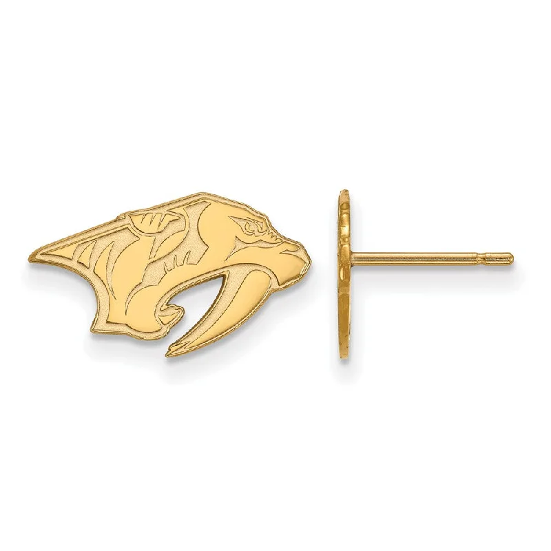 sapphire stud earrings for women -SS 14k Yellow Gold Plated NHL Nashville Predators XS Post Earrings