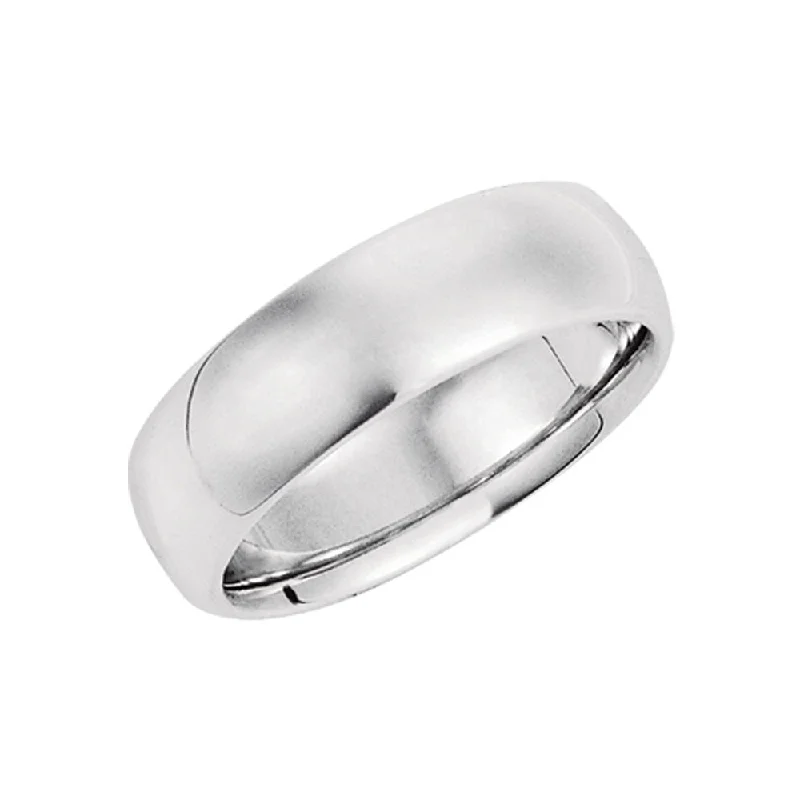 open rings for women -7mm Domed Comfort Fit Wedding Band in 14k White Gold