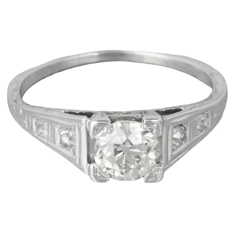 Celtic engagement rings -1930's Antique Art Deco 18k White Gold Diamond Engagement Ring 0.76ctw