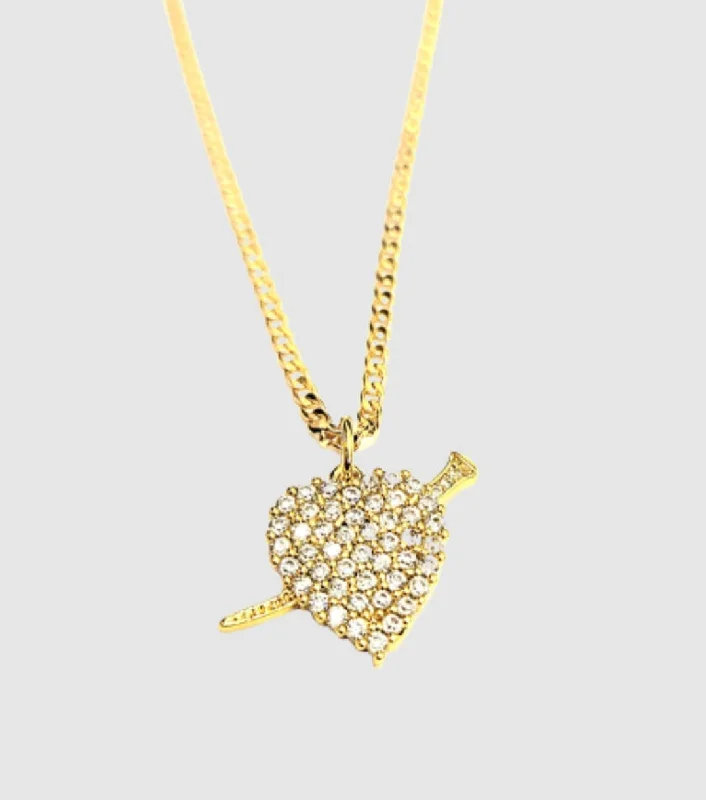 pave diamond necklaces for women -Heart Arrow Charm Necklace