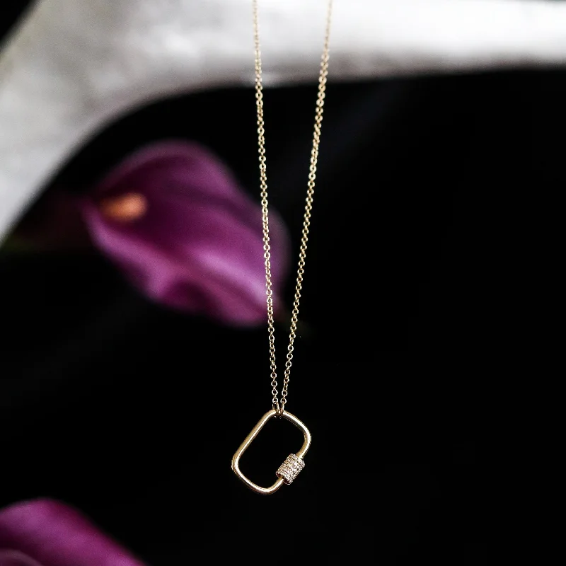 classic solitaire necklaces for women -THEO GOLD + DIAMOND CARABINER NECKLACE