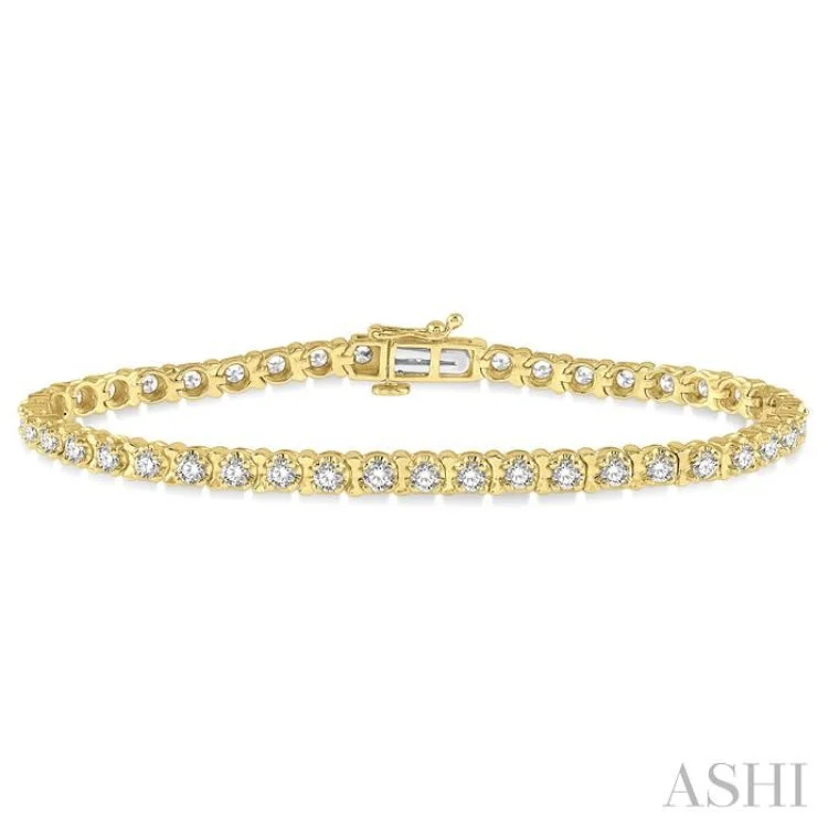 wedding bracelets for women -3 ctw Round Cut Diamond Tulip Bracelet in 14K Yellow Gold