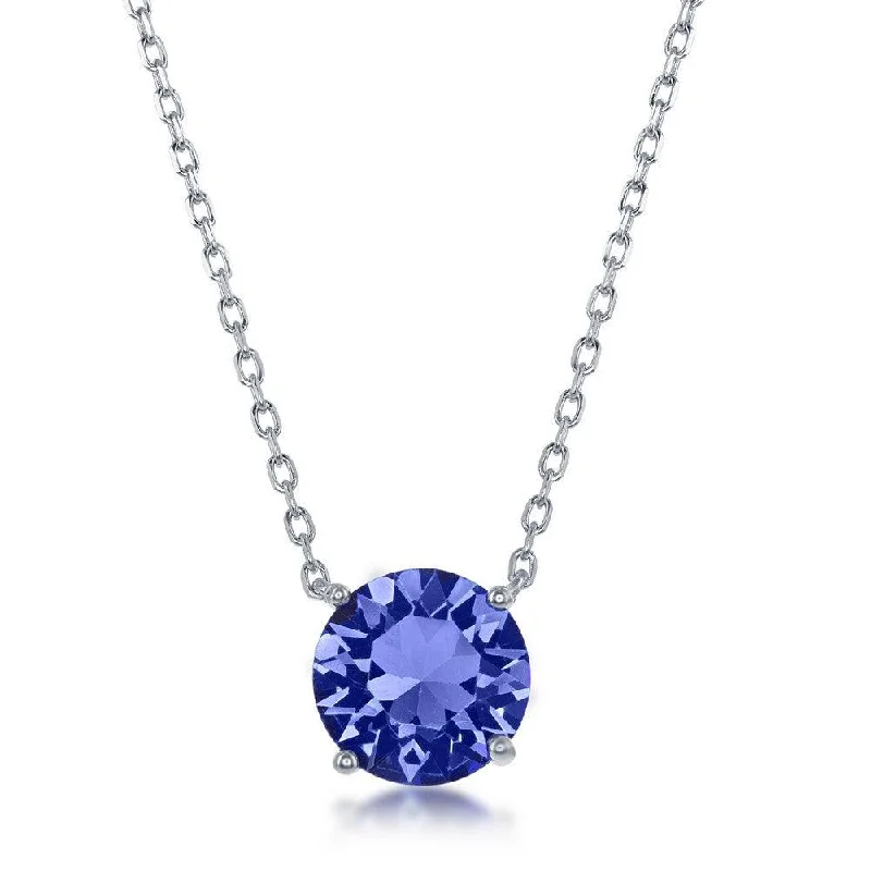 modern necklaces for women -Sterling Silver Sapphire "September" Swarovski Element Necklace