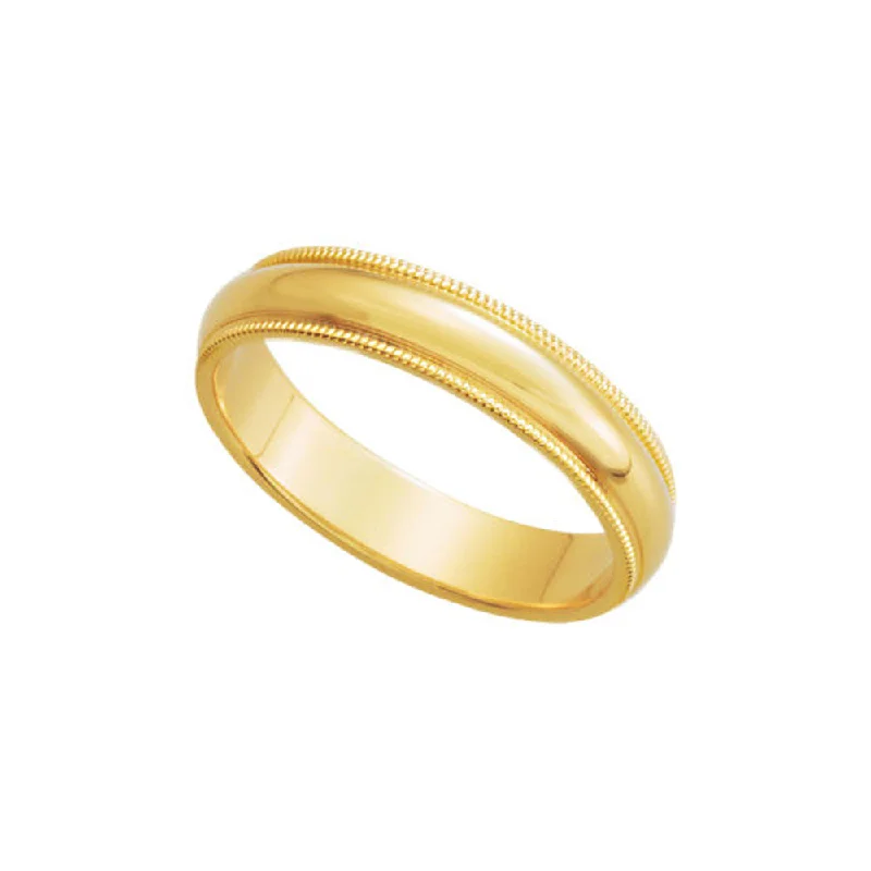 chunky rings for women -4mm Milgrain Edge Domed Band in 14k Yellow Gold