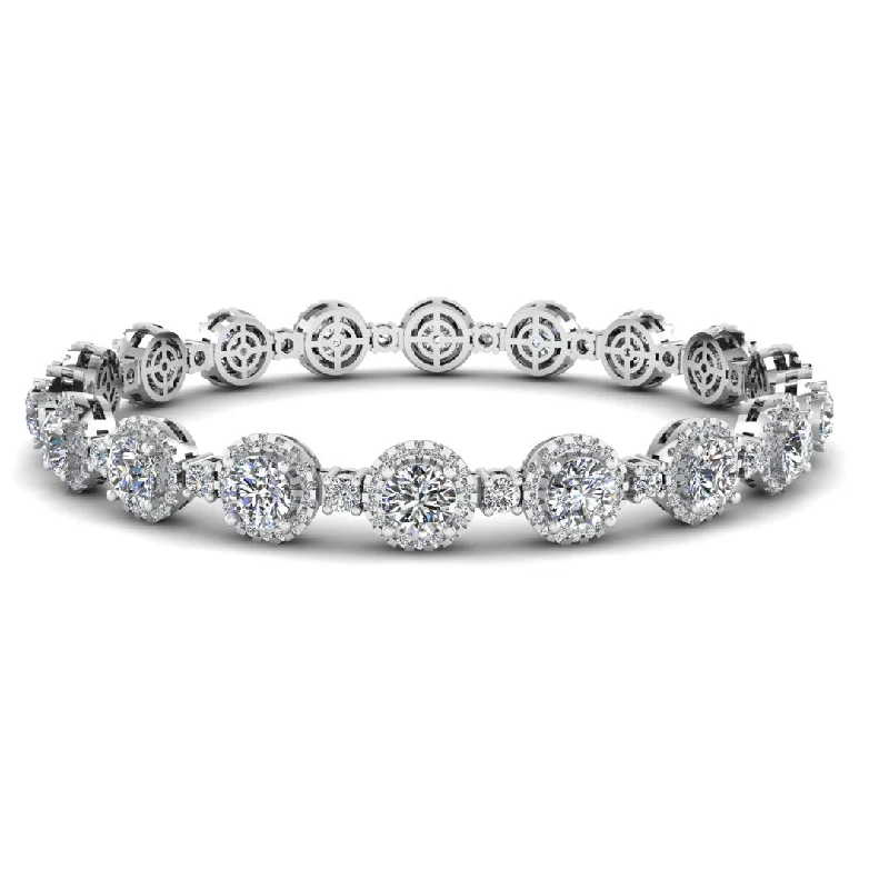 thick silver bracelets for women -Round Brilliant Shape Halo 8.5 Carat Diamond Bracelet BRHARB