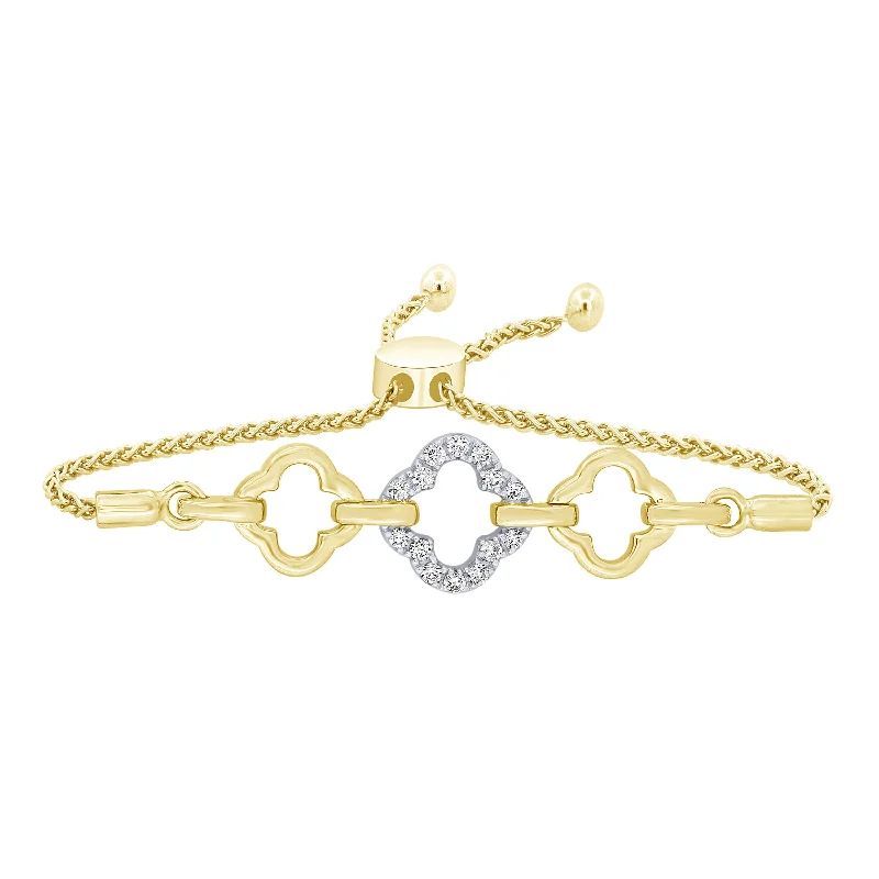 pearl strand bracelets for women -14K Yellow Gold 1/7Ct Diamond Fashion Pull String Bracelet