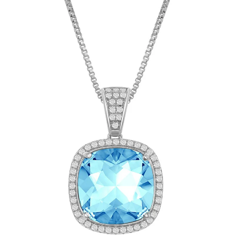 high-quality gold necklaces for women -Bellissima Women's Necklace - White CZ and Cushion Aqua Swarovski Element | BLK-8385