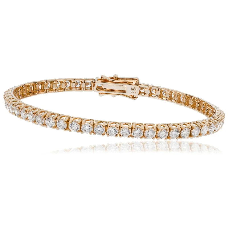 diamond bracelets for women -Round Cut Diamond Line Tennis Bracelet 4 Crossover Claw setting