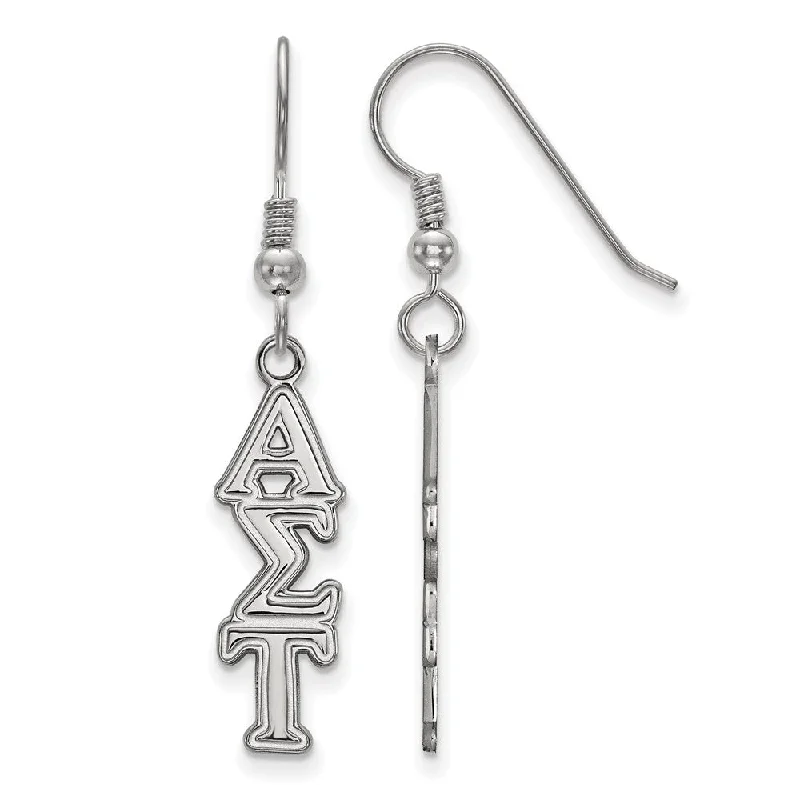 anniversary earrings for women -Sterling Silver Alpha Sigma Tau Dangle Medium Earrings