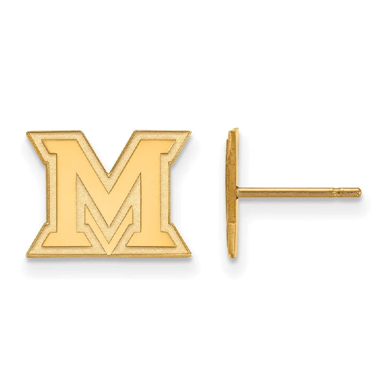 vintage earrings for women -10k Yellow Gold Miami University XS (Tiny) 'M' Post Earrings