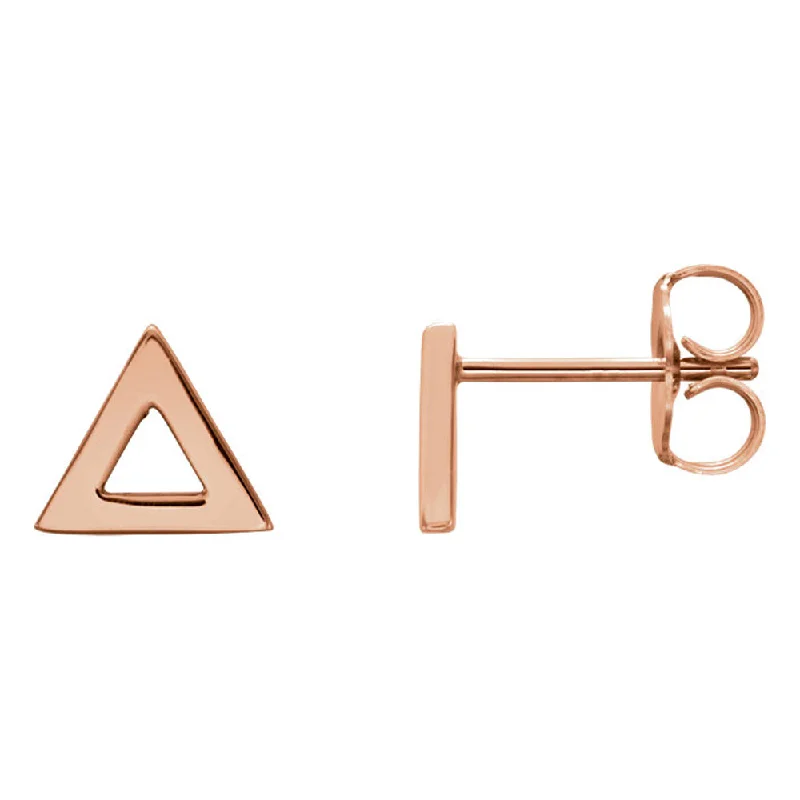 delicate charm earrings for women -7mm (1/4 Inch) Polished 14k Rose Gold Tiny Triangle Post Earrings