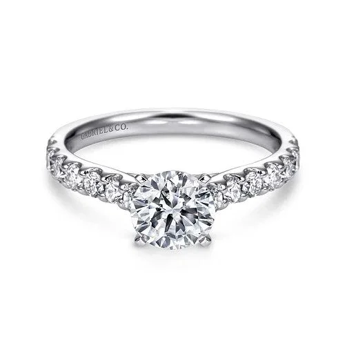 bridal set engagement rings -14K White Gold Round Diamond Engagement Ring