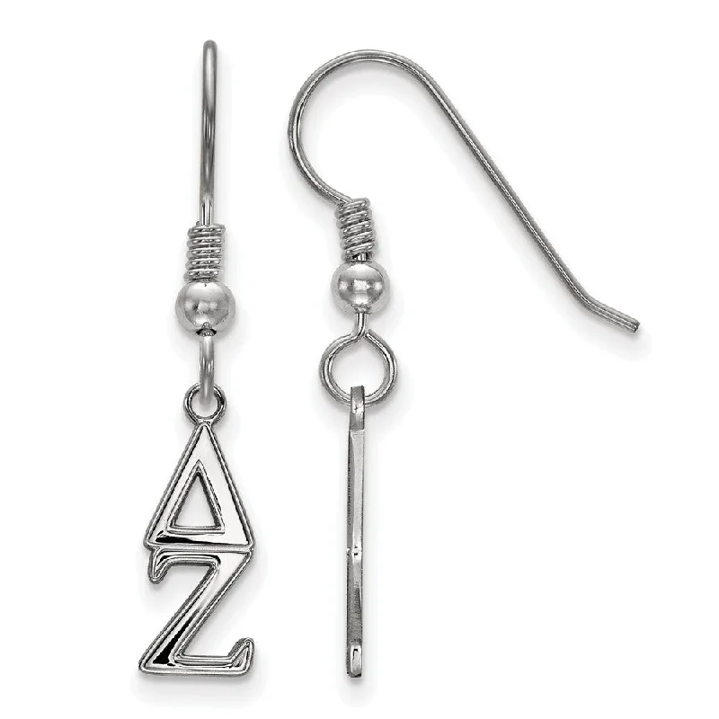 diamond infinity earrings for women -Sterling Silver Delta Zeta XS Dangle Earrings