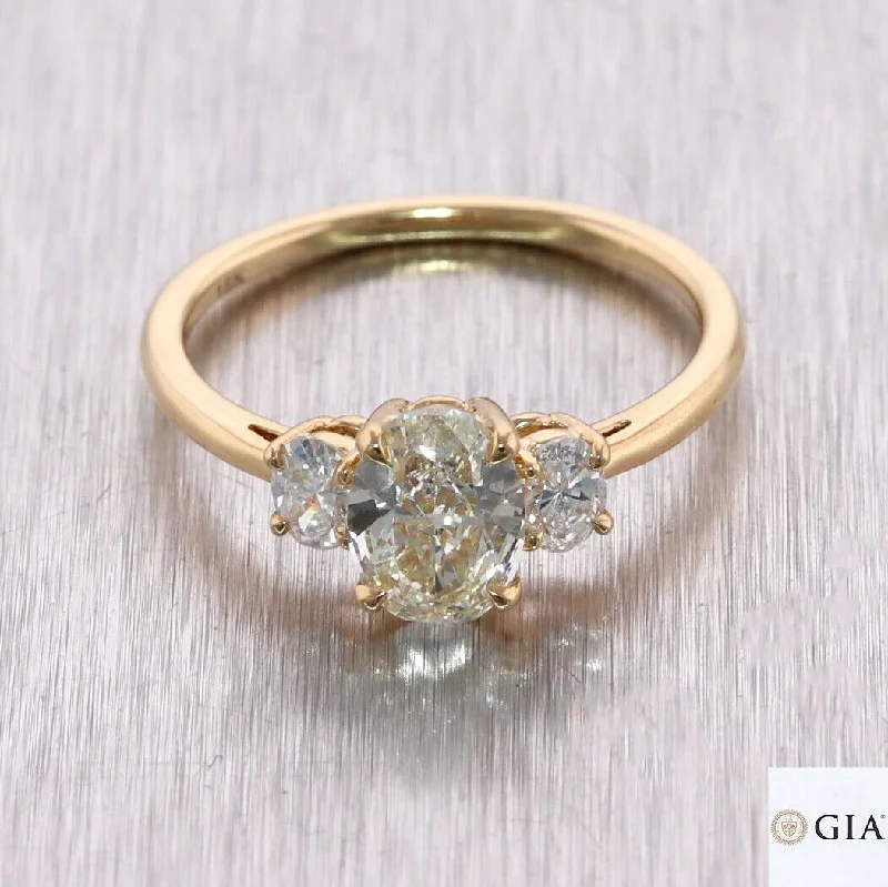 split shank engagement rings -1.01ct Oval Cut GIA L VS2 Diamond 18k Yellow Gold 1.35ctw Engagement Ring