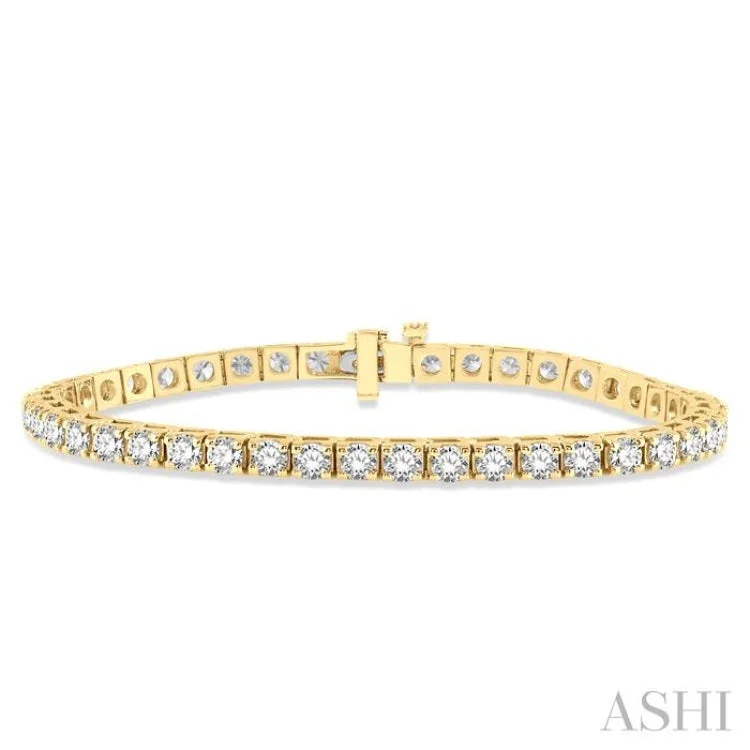 knotted bracelets for women -7 Ctw Square Shape Round Cut Diamond Tennis Bracelet in 14K Yellow Gold