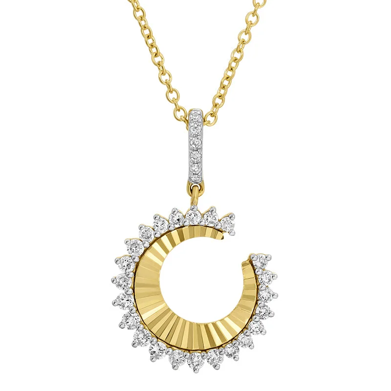 zodiac sign necklaces for women -KOBY CRESCENT MOON FLUTED DISC NECKLACE