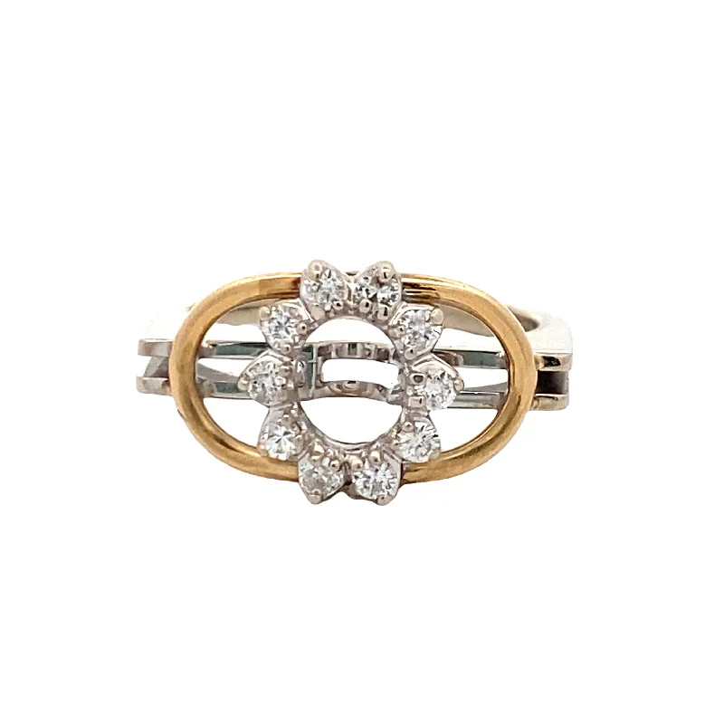 stacking rings for women -Estate Diamond Geometrical Style Ring in Yellow Gold