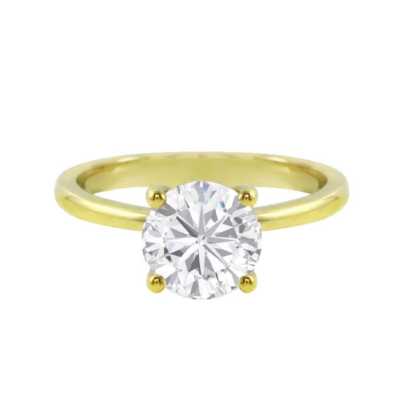 delicate engagement rings -Round Brilliant-Cut Diamond Solitaire Tulip Basket Engagement Ring