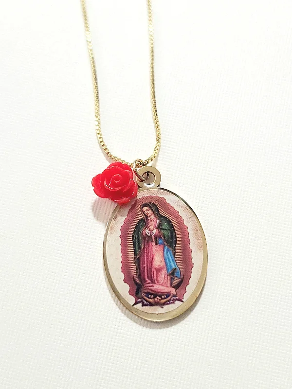 crystal teardrop necklaces for women -Virgen Vintage Charm Necklace