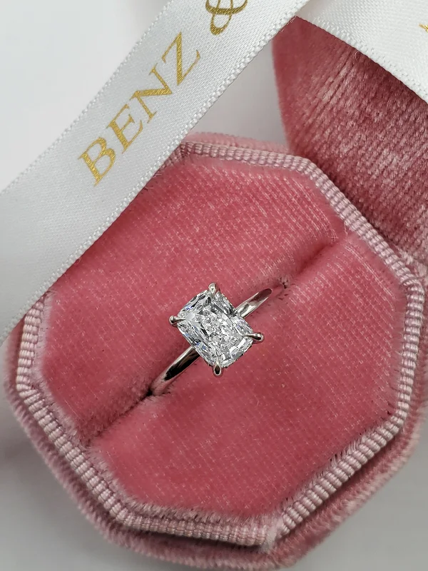 unique engagement rings -1.15 Carats Elongated Cushion Cut Hidden Halo Diamond Engagement Ring