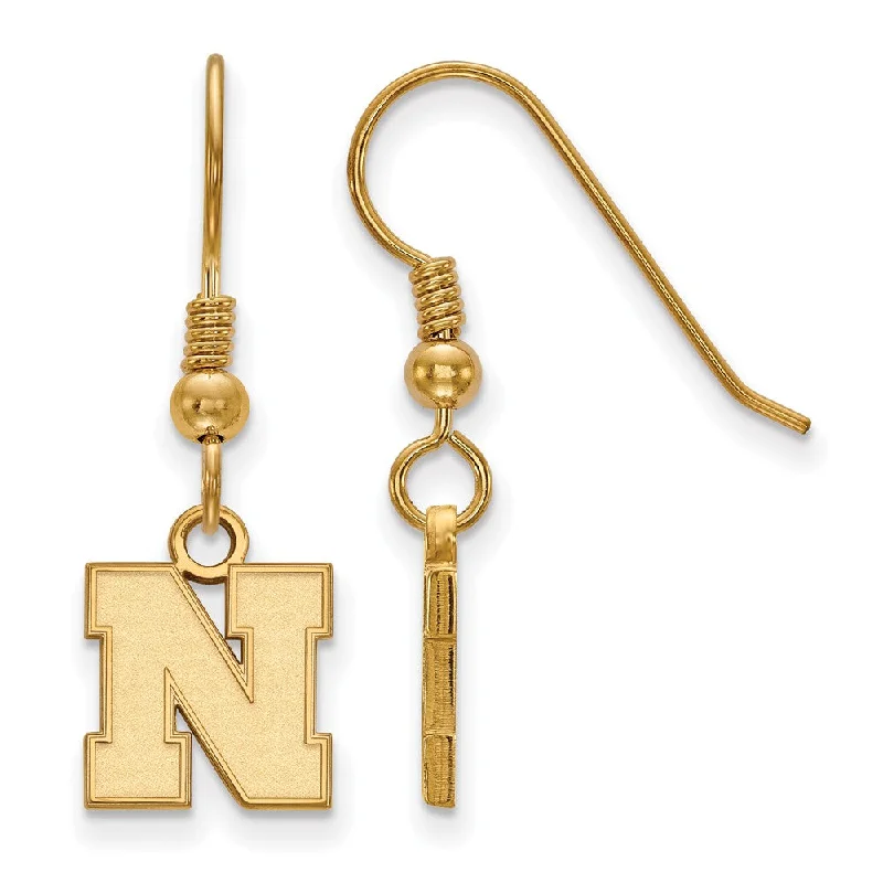 thick silver earrings for women -14k Gold Plated Silver University of Nebraska XS Tiny Earrings Dangle