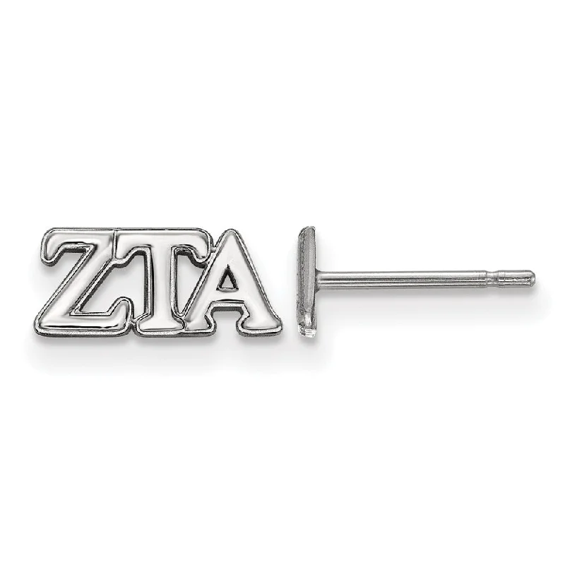 bold fashion earrings for women -Sterling Silver Zeta Tau Alpha XS Greek Letters Post Earrings