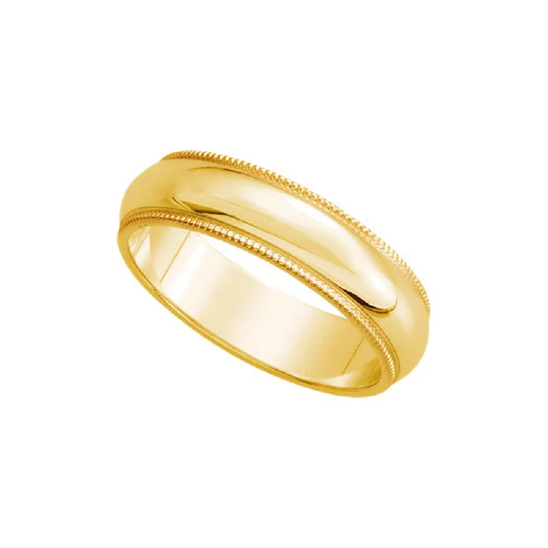 diamond rings for women -5mm Milgrain Edge Domed Band in 14k Yellow Gold