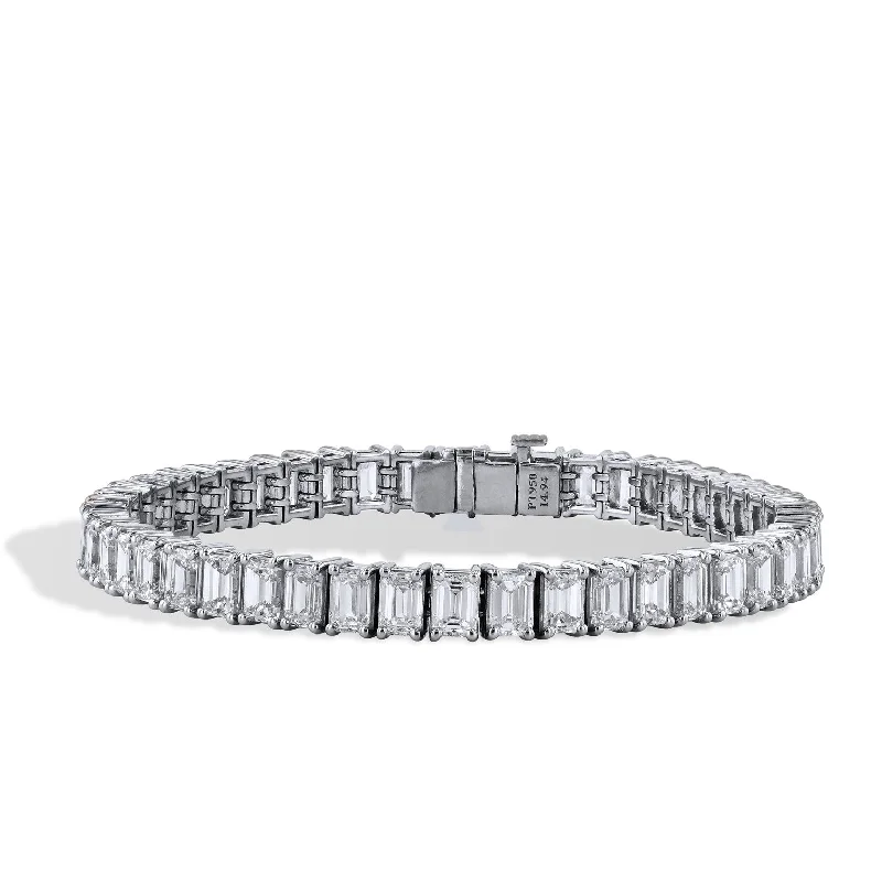 charm bracelets for women -Emerald Cut Diamond Tennis Bracelet