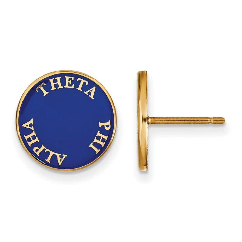 high-quality gold earrings for women -14K Plated Silver Blue Enamel Theta Phi Alpha Post Earrings