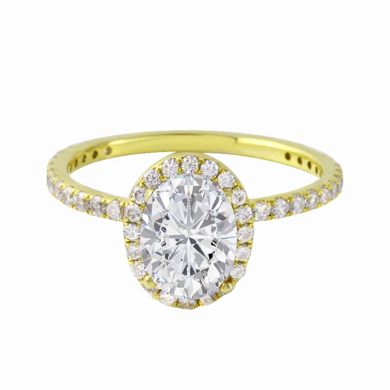 nature-inspired engagement rings -Oval-Cut Diamond Halo Pavé Band Engagement Ring