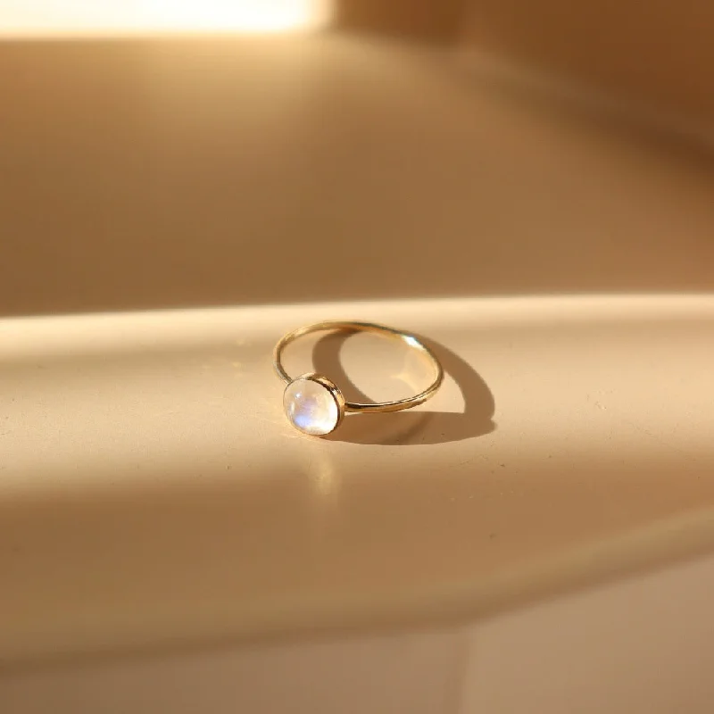 heart-shaped rings for women -Moonstone Ring 6mm