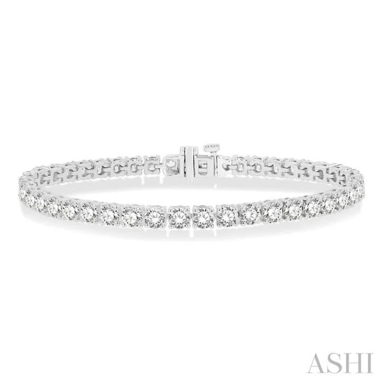 open cuff bracelets for women -10 Ctw Round Cut Diamond Tennis Bracelet in 14K White Gold