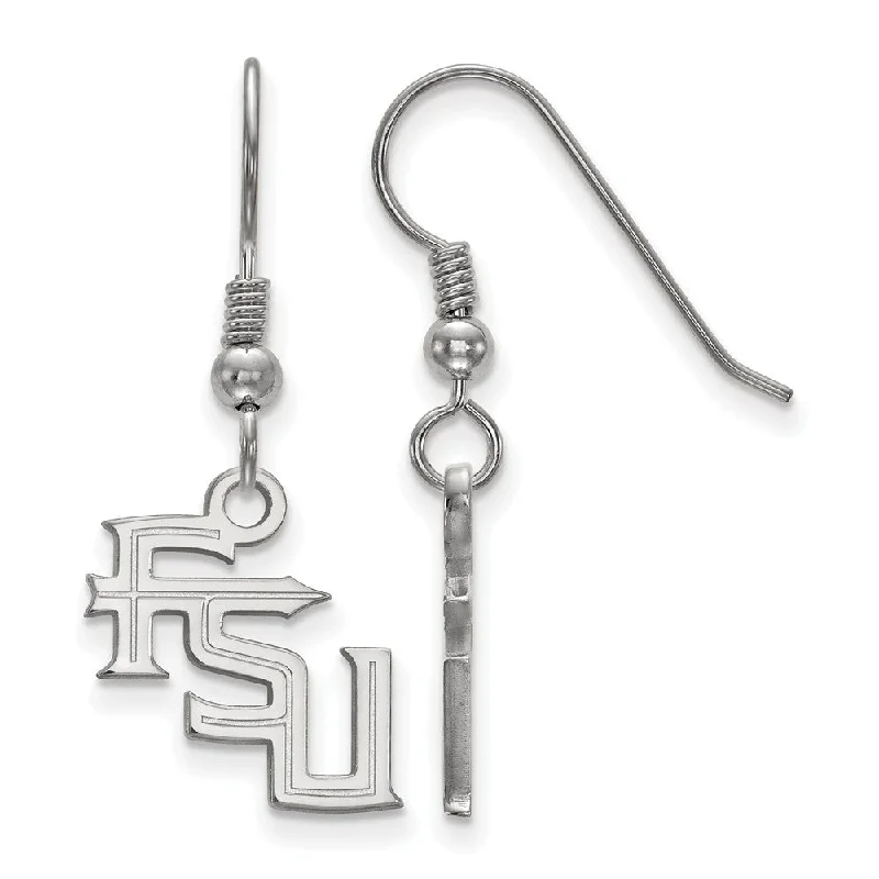 rose gold earrings for women -Sterling Silver Florida State University Small 'FSU' Dangle Earrings