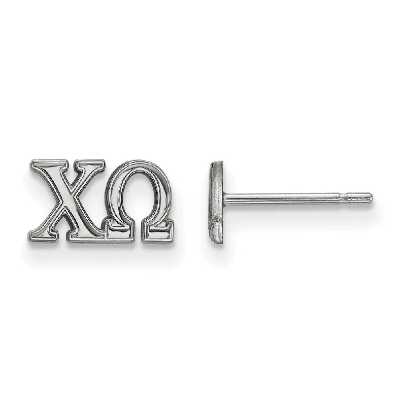 simple stud earrings for women -Sterling Silver Chi Omega XS Post Earrings