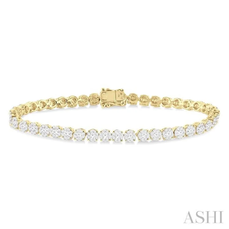 personalized bracelets for women -3 Ctw Round Cut Lovebright Diamond Bracelet in 14K Yellow and White Gold