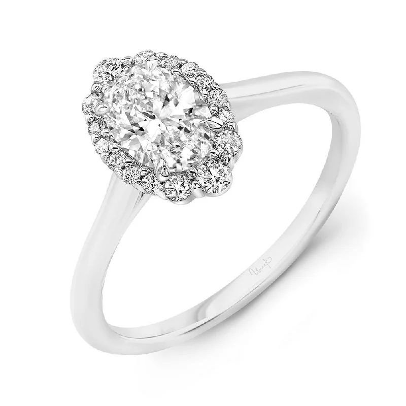 designer engagement rings -Uneek Petals Collection Halo Oval Shaped Engagement Ring