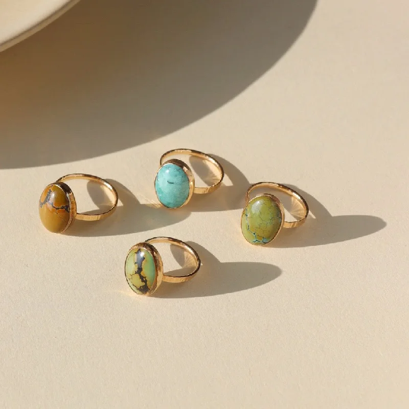 gold rings for women -Turquoise Nomad Ring