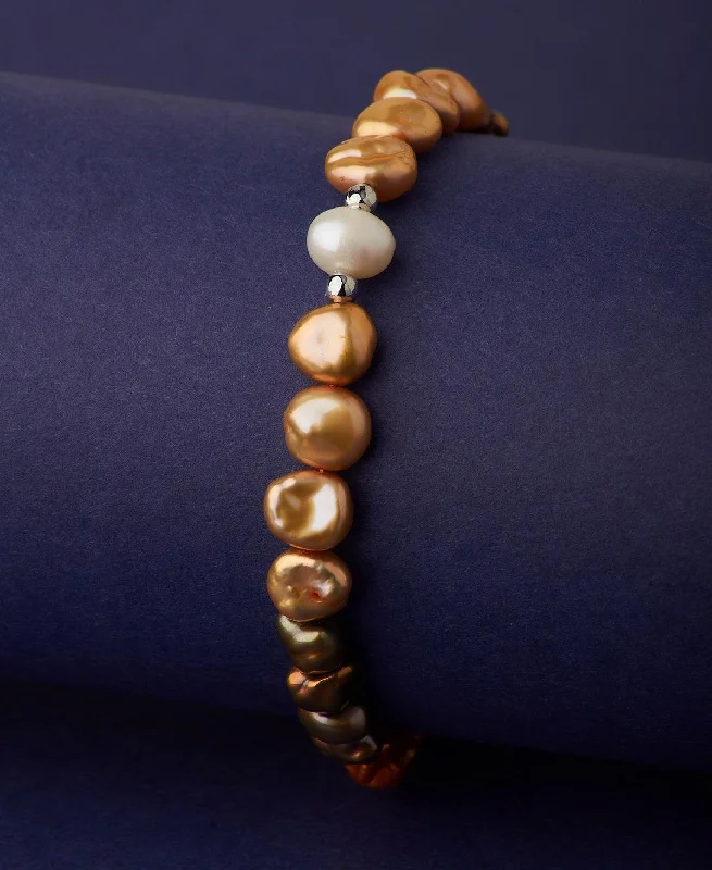 dainty bracelets for women -Elegant Golden Pearl Bracelet