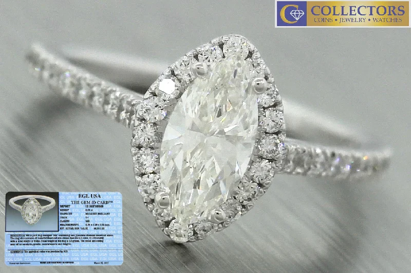 unique engagement rings -Ladies Modern 1.47ctw Marquise Damond 14K White Gold Engagement Ring EGL USA